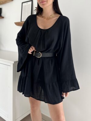 robe-courte-lin-noire