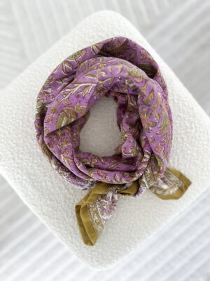 Grand Foulard Mina Violette Pistache