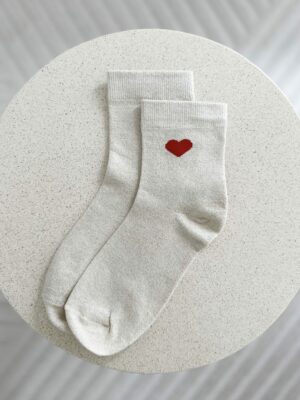 Chaussettes-Coeur-Écru