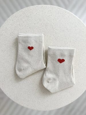 Chaussettes-Coeur-Écru-enfant