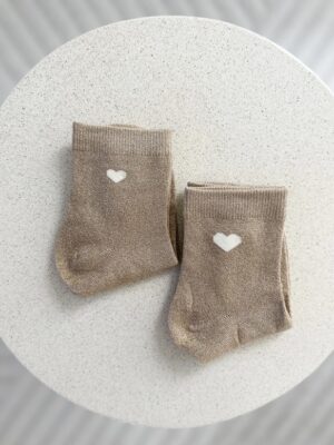 Chaussettes-enfant-Coeur-Beige