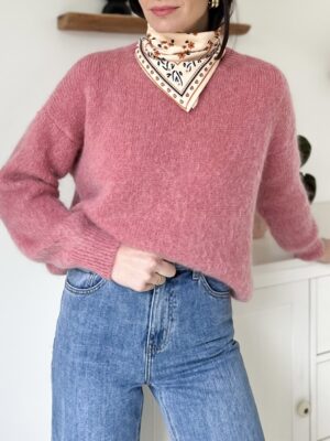 Pull-rose-manches-longues