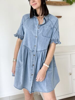Robe-courte-denim-bleu