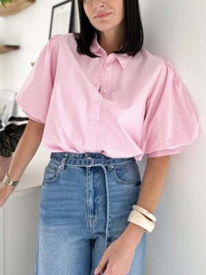 Chemise-rose-manches-bouffantes