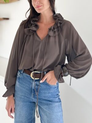 blouse-fluide-marron-chocolat-semi-transparente-manches-longues