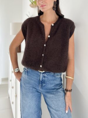 gilet-maille-sans-manches-marron-chocolat