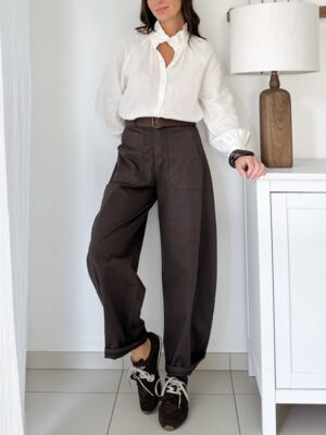 pantalon-coton-chocolat-coupe-balloon