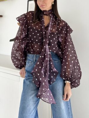 blouse-prune-pois-blancs-oversize-semi-transpanrente