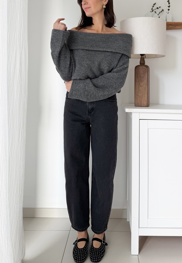 jeans-coupe-barrel-taille-haute-gris