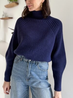 pull-maille-côtelée-bleu
