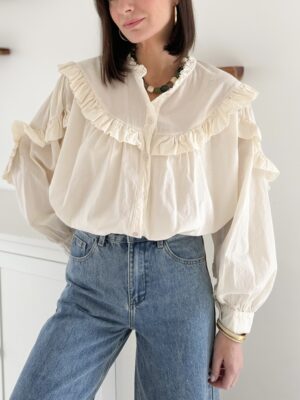 Chemise-col-volanté-oversize-manches-longues-ecrue