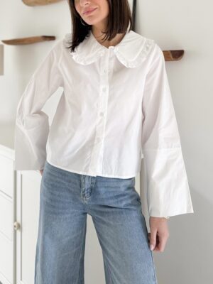 chemise blanche coupe courte col Claudine