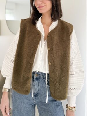 veste sans manches moumoute couleur kaki