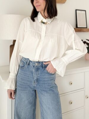 chemise ample manches évasés écrue