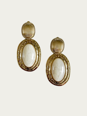 boucles d'oreilles pendantes dorées acier inoxydable forme ovale