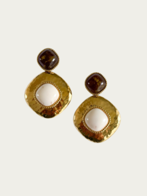 boucles d'oreilles pendantes dorées acier inoxydable