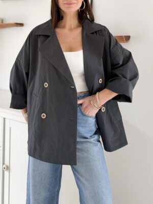 veste blazer oversize boutonnée manches 3/4