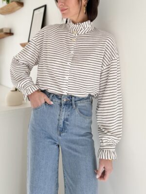 top manches longues marinière col victorien boutonné