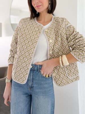 Veste matelassée imprimé fleuri poches plaquées