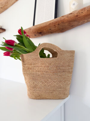 sac panier porté main raphia naturel