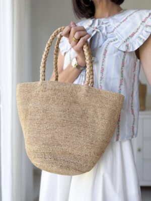 sac panier raphia tressé porté main ou épaule