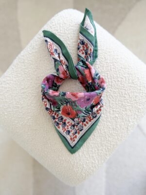 petit foulard indien imprimé fleurs Indore vert