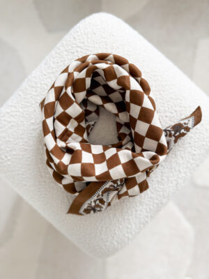 grand foulard damier camel indien