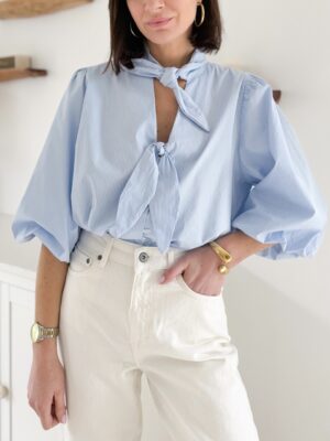 Chemise rayée nœuds - manches ballon