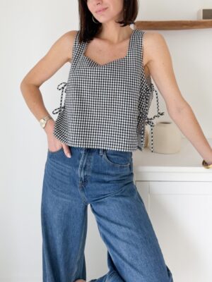 Top vichy encolure carrée