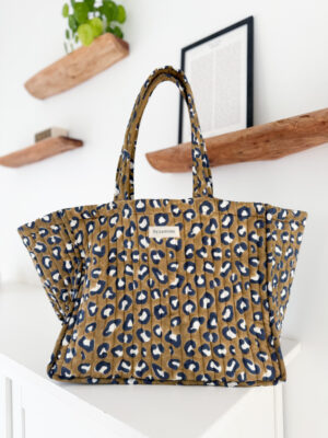 sac cabas leopard kaki matelassé