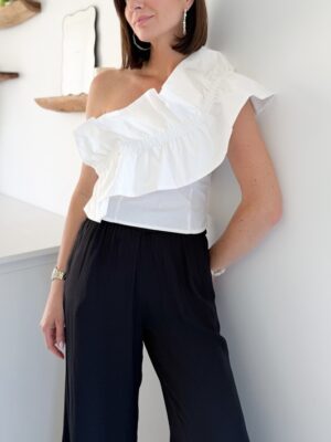 top plan asymétrique one shoulder volant