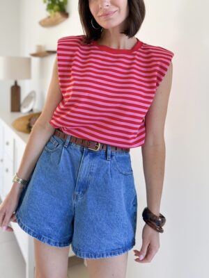 Tee-shirt marinière sans manches - encolure ronde