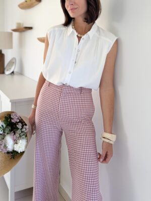 Chemise sans manches fluide blanche - col classique
