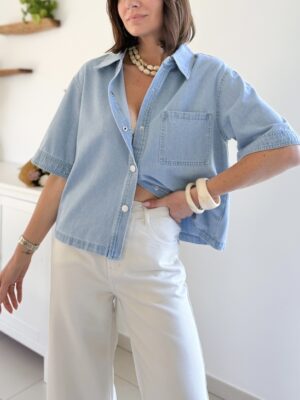 Chemise en jeans oversize - manches courtes