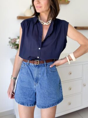Chemise sans manches fluide - col classique