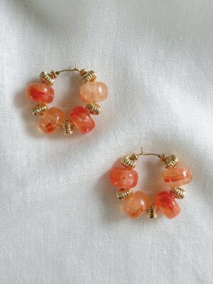boucles d'oreilles perles corail créoles