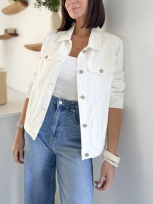 veste en jeans manches longues couleur écrue