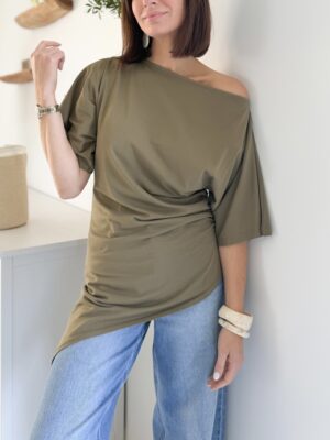 Tee-shirt kaki asymétrique Manches courtes