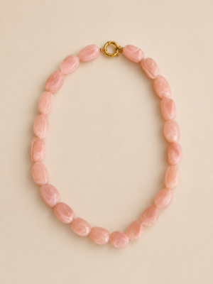collier perles résine rose