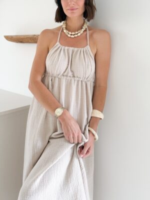 Robe dos nu coton coloris lin naturel
