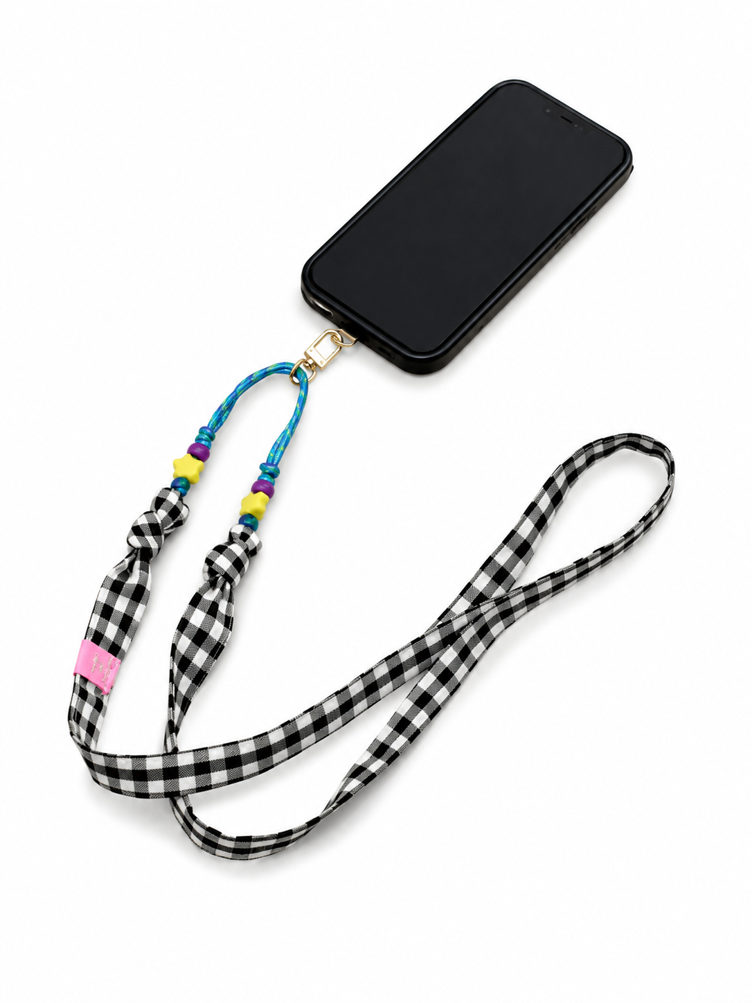 Cordon de téléphone Vichy noir – Image 2