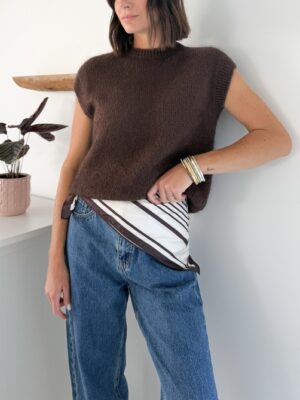 Pull sans manches en maille choco Encolure ronde