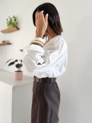Blouse blanche manches boutonnées