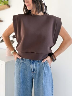 Pull sweat sans manches choco