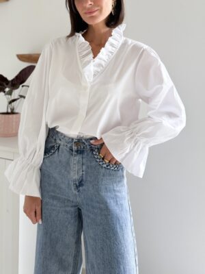chemise col festonné blanche