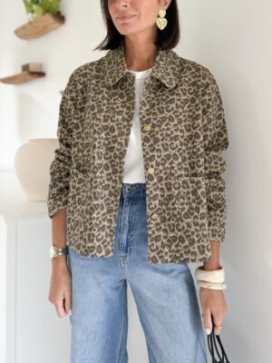 Veste courte imprimée léopard