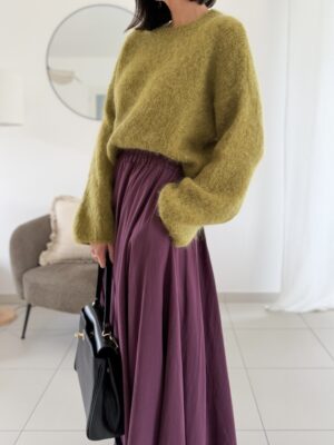 jupe longue coton doublée couleur prune