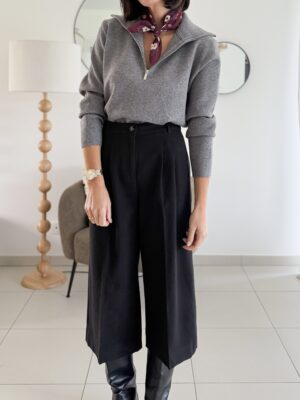 bermuda noir long taille haute