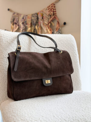 Sac en cuir chocolat Sangle ajustable