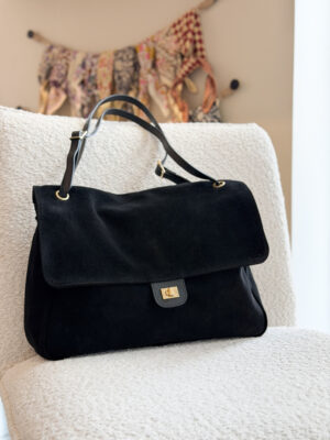Sac en croute de cuir noir